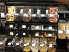 health food store dried fruit and buts